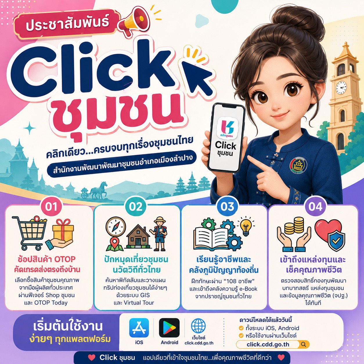 พช. เมืองลำปาง : ประชาสัมพันธ์ "Click ชุมชน"